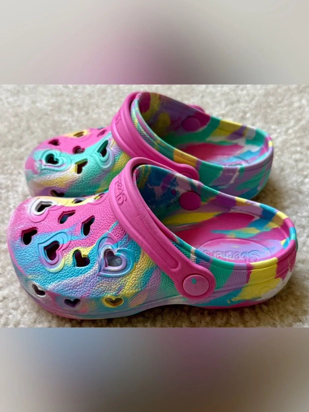 Skechers Heart-Detail Tie-Dye Foamies Toddler Size 9